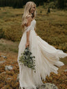 Ruffle Tiers Floor Length Off Shoulder Backless Chiffon Wedding Dresses