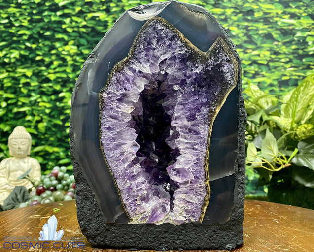 "PURE ROYALTY" Amethyst Geode Cathedral Agate Rim 8.00 High Quality Brazil NS-317