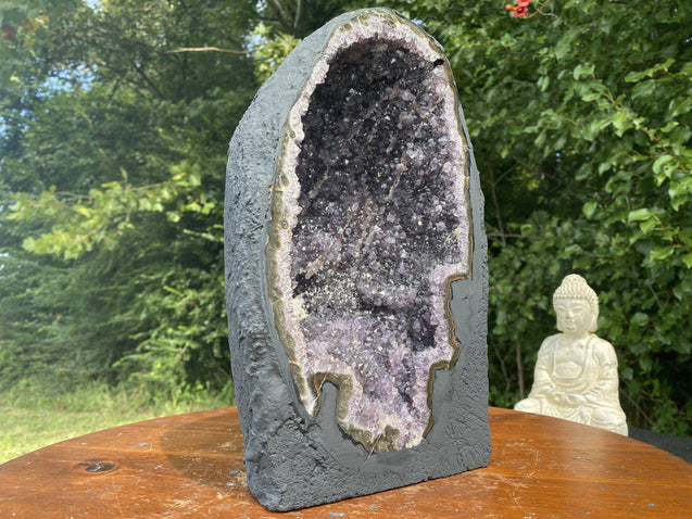 Amethyst Geode "GLORIOUS HEALING MIRACLE" 11.00 Agate Rim High Quality NS-119