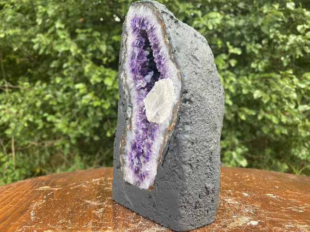 Amethyst Geode "BUDDHA ROCK IT" 7.50 High Quality Cathedral w Calcite NS-60