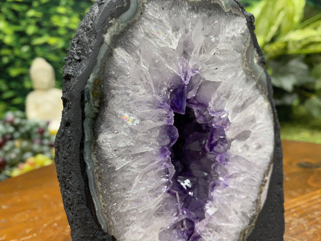 "GO WITH THE FLOW" Amethyst Geode High Quality 6.00 Brazil Agate Rim NS-335