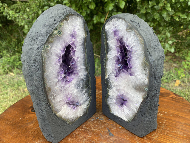 Amethyst Geode "MIRACLE TWINS" 8.50 High Quality Cathedral Pair NS-53