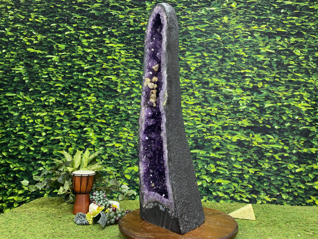 "FEELIN LUCKY" Tall Amethyst Geode 34.00 Brazil Dark Purple Cathedral NS-411