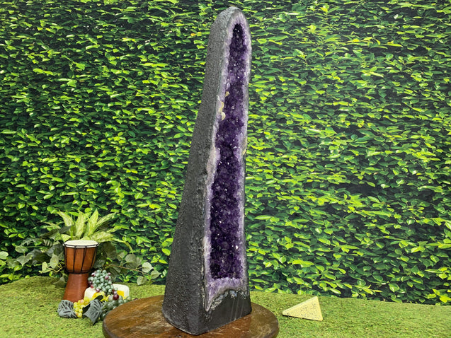 "FEELIN LUCKY" Tall Amethyst Geode 34.00 Brazil Dark Purple Cathedral NS-411