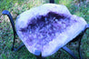 Amethyst Geode Table "Living the Life" 16.25 High Quality w Stand and Custom Glass Crystal LL-84s