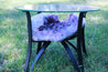 Amethyst Geode Table "Living the Life" 16.25 High Quality w Stand and Custom Glass Crystal LL-84s
