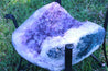 Amethyst Geode Table "Living the Life" 16.25 High Quality w Stand and Custom Glass Crystal LL-84s