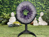 "FRISBEE" Amethyst Geode Slice 14.00 Brazil w Swivel Stand High Quality NS-556