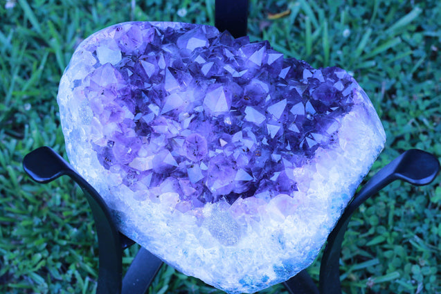 "Elixir of Life" High Quality 18.00 Amethyst Geode Table w Custom Glass & Stand