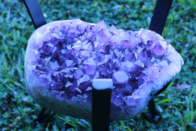"Elixir of Life" High Quality 18.00 Amethyst Geode Table w Custom Glass & Stand