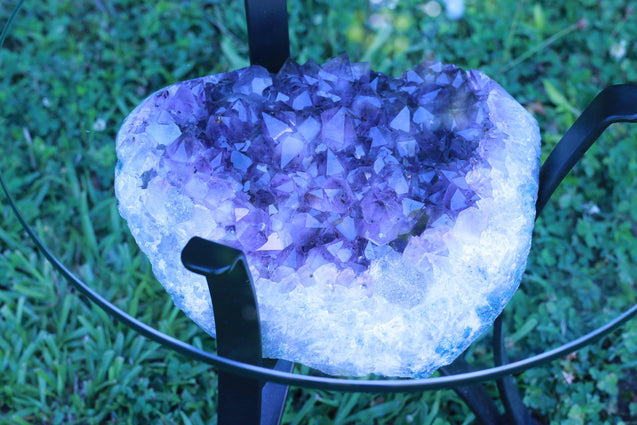 "Elixir of Life" High Quality 18.00 Amethyst Geode Table w Custom Glass & Stand