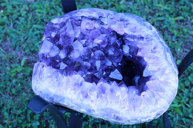 "Purple Pleasure" High Quality 18.00 Amethyst Geode Table w Custom Glass & Stand