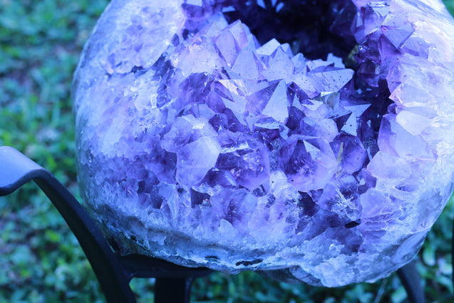 "Purple Pleasure" High Quality 18.00 Amethyst Geode Table w Custom Glass & Stand