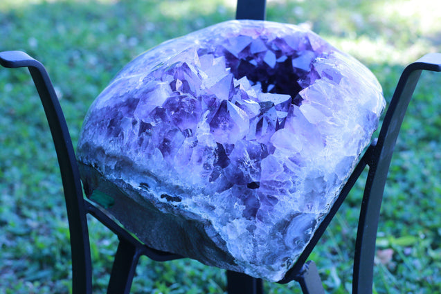 "Purple Pleasure" High Quality 18.00 Amethyst Geode Table w Custom Glass & Stand