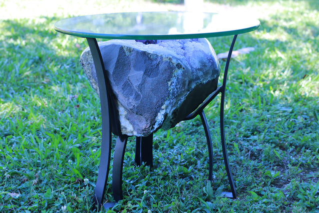 "Purple Pleasure" High Quality 18.00 Amethyst Geode Table w Custom Glass & Stand