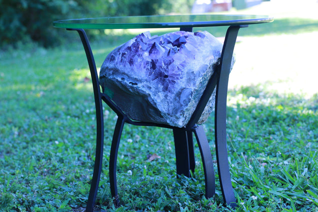 "Purple Pleasure" High Quality 18.00 Amethyst Geode Table w Custom Glass & Stand
