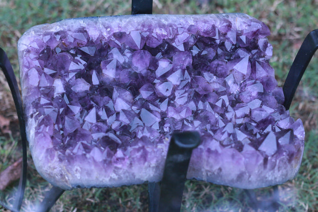 Amethyst Geode Table Custom Glass 26.00 Iron Stand Custom Glass Rare Mineral GG-18s