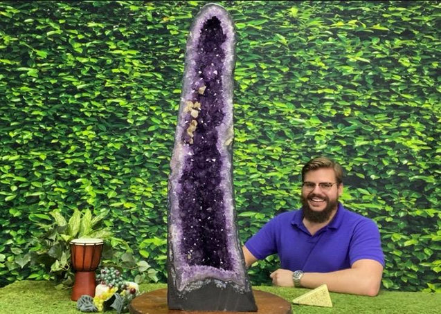 "FEELIN LUCKY" Tall Amethyst Geode 34.00 Brazil Dark Purple Cathedral NS-411
